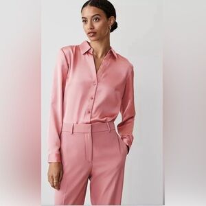 Ann Taylor Pink Satin Essential Shirt